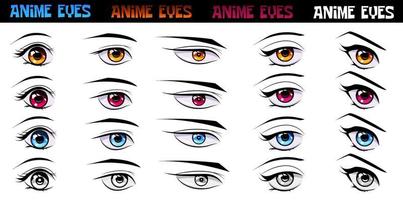 conjunto de ojos en anime o manga estilo. vector