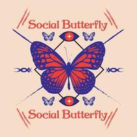 diseño social mariposa para camiseta chaquetas vector