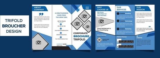 Tri fold brochure design with line shapes, corporate business template for tri fold flyer vector