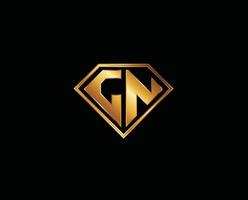GN diamond shape gold color Letter Logo design vector