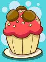 Confectionary of mouth-watering cupcake on a blue background. Vector