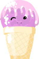 ice cream in a glass. Kawaii ice cream character png