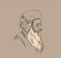 Sketch of Abdul Sattar Edhi vector