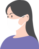 The woman wear white mask PNG