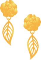 Rose gold and leaf earring PNG