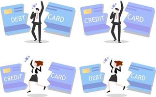 Vector of business successful man. Financial Freedom. no credit card. Savings concept illustration