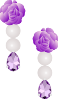 White pearl earring and rose purple gemstone earring png