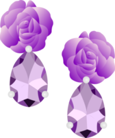 Purple gemstone with rose earring PNG