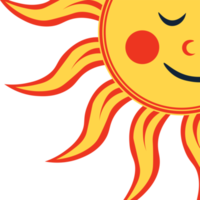 Corner sun. Funny childish sun character for corner decor png