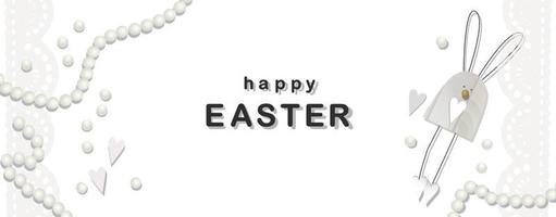 easter greeting banner isolated on white background. vector