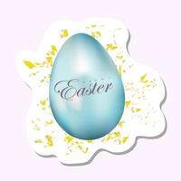 Easter egg sticker. Blue Easter egg. Happy easter sticker. vector
