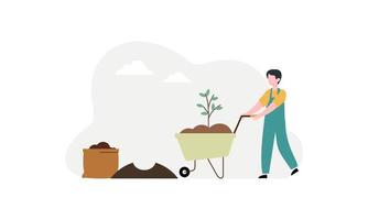 Flat design illustration tree planting vector