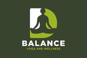 Vector D initial logo with yoga design concept.