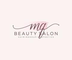 Initial MQ feminine logo collections template. handwriting logo of initial signature, wedding, fashion, jewerly, boutique, floral and botanical with creative template for any company or business. vector