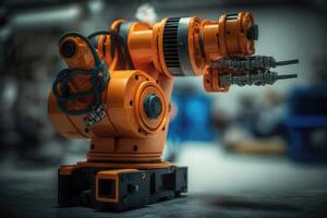 ai generado tecnología para motorizado industria robot brazo control. robótica tecnología para industrial. foto