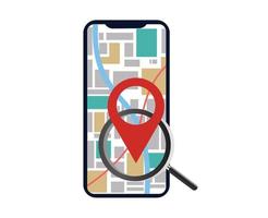 location finder map app icon. illustration concept with gps on smartphone vector