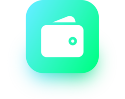 Wallet icon in square gradient colors. Finance signs illustration. png