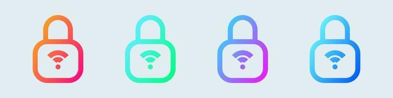 Padlock line icon in gradient colors. Security signs vector illustration.