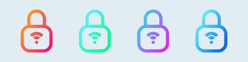 Padlock line icon in gradient colors. Security signs vector illustration.