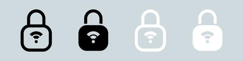 Padlock icon set in black and white. Security signs vector illustration.