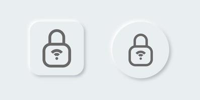 candado línea icono en neomórfico diseño estilo. seguridad señales vector ilustración.