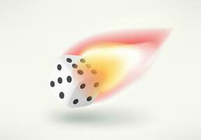 Flaming dice isolated on white background. 3d vector clipart