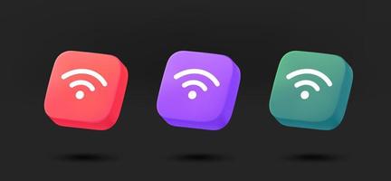 Color wifi icons collection. 3d vector isolated on black background