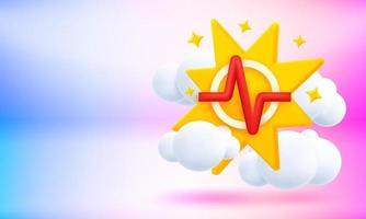 Earthquake concept with yellow flash. 3d vector banner with copy space