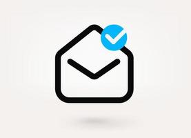 Mail pictogram with approve check mark. Linear vector linear icon