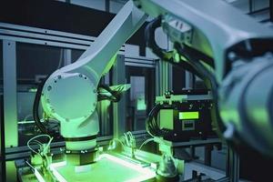 industrial machine robot, smart modern factory automation using advanced machines, industrial 4.0 manufacturing process photo
