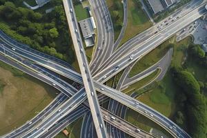 Highway junction from aerial view photo