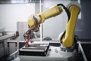 industrial machine robot, smart modern factory automation using advanced machines, industrial 4.0 manufacturing process photo