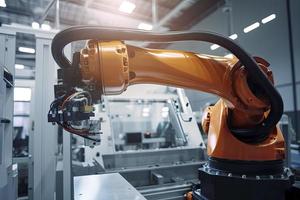 industrial machine robot, smart modern factory automation using advanced machines, industrial 4.0 manufacturing process photo