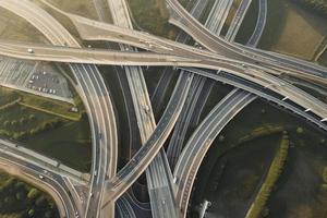 Highway junction from aerial view photo