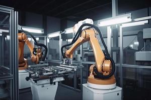 industrial machine robot, smart modern factory automation using advanced machines, industrial 4.0 manufacturing process photo