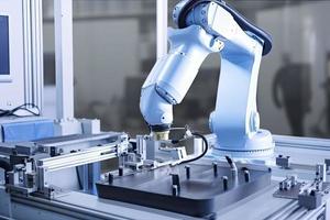 industrial machine robot, smart modern factory automation using advanced machines, industrial 4.0 manufacturing process photo