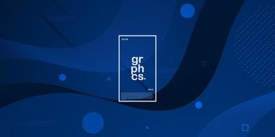 Abstract geometric dark blue background with wavy shape,line and shadows . 3d look and cool design . Illustration Eps10 vector