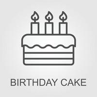 Birthday cake icon in flat style isolated on grey background. For your design, logo. Vector illustration.