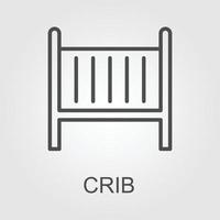 Crib vector icon on white background. Flat vector crib icon symbol sign from modern furniture collection for mobile concept and web apps design.