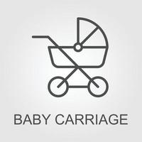 Simple baby carriage icon, black and white version vector