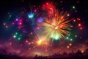 Sparkling color fireworks. photo