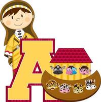 A is for Ark - Noah Alphabet Learning - Biblical Educational Illustration vector