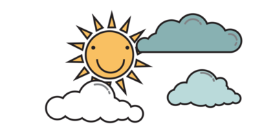 Cute clouds and sun on a clear day png