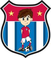 Cute Cartoon England Soccer Football Player in Shield with Stars - Sports Illustration vector