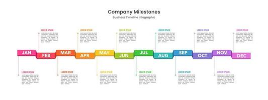 infografía negocio concepto con 12 meses a éxito. negocio presentación datos en 12 meses. flujo de trabajo, anual informes. vector ilustración.
