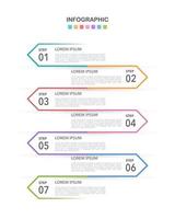Infographic colorful labels arrows 7 options or steps. Vector illustration.