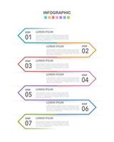 Infographic colorful labels arrows 7 options or steps. Vector illustration.