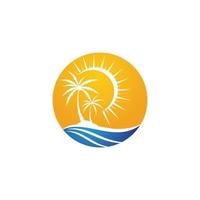 Palm tree summer logo template vector