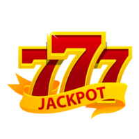 Jackpot symbol. 777 and ribbon, isolated png