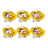 Yellow love open gift box cartoon character with sad expression vector